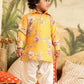 Boy's Yellow Floral Printed Kurta Patiala Set