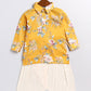 Boy's Yellow Floral Printed Kurta Patiala Set