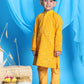 Boy's' Yellow Mirror Kurta Pyjama Set