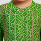 Boys Green Cotton Bandhani Kurta with White Pyjama Set Digital Print