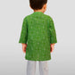 Boys Green Cotton Bandhani Kurta with White Pyjama Set Digital Print