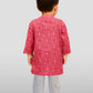Boys Red Cotton Bandhani Kurta Pyjama Set with Digital Print