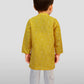 Boys Yellow Cotton Bandhani Kurta with White Pyjama Set Digital Print