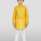 Boys Yellow Linen Slub Kurta Pyjama Set