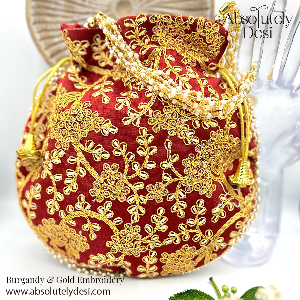 Handmade Gold Embroided Potli