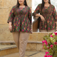Floral Printed V-Neck, A-Line Tie-Ups Peplum Print Cotton Top