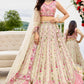 Cream- Tissue Fabric Sequins embroidery Semi-Stitched Lehenga Unstitched Blouse With Dupatta