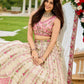 Cream- Tissue Fabric Sequins embroidery Semi-Stitched Lehenga Unstitched Blouse With Dupatta