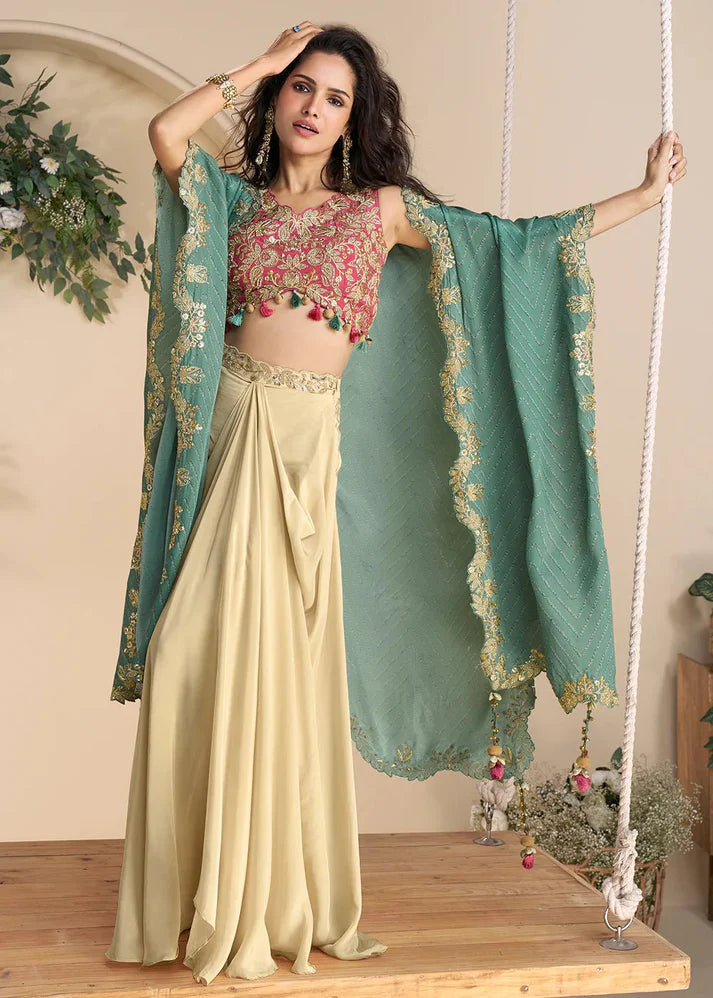 Creamy Pink Embroidered Shrug SWYN