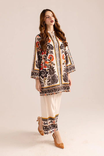 Floral Orange Black Printed Co-Ord Set