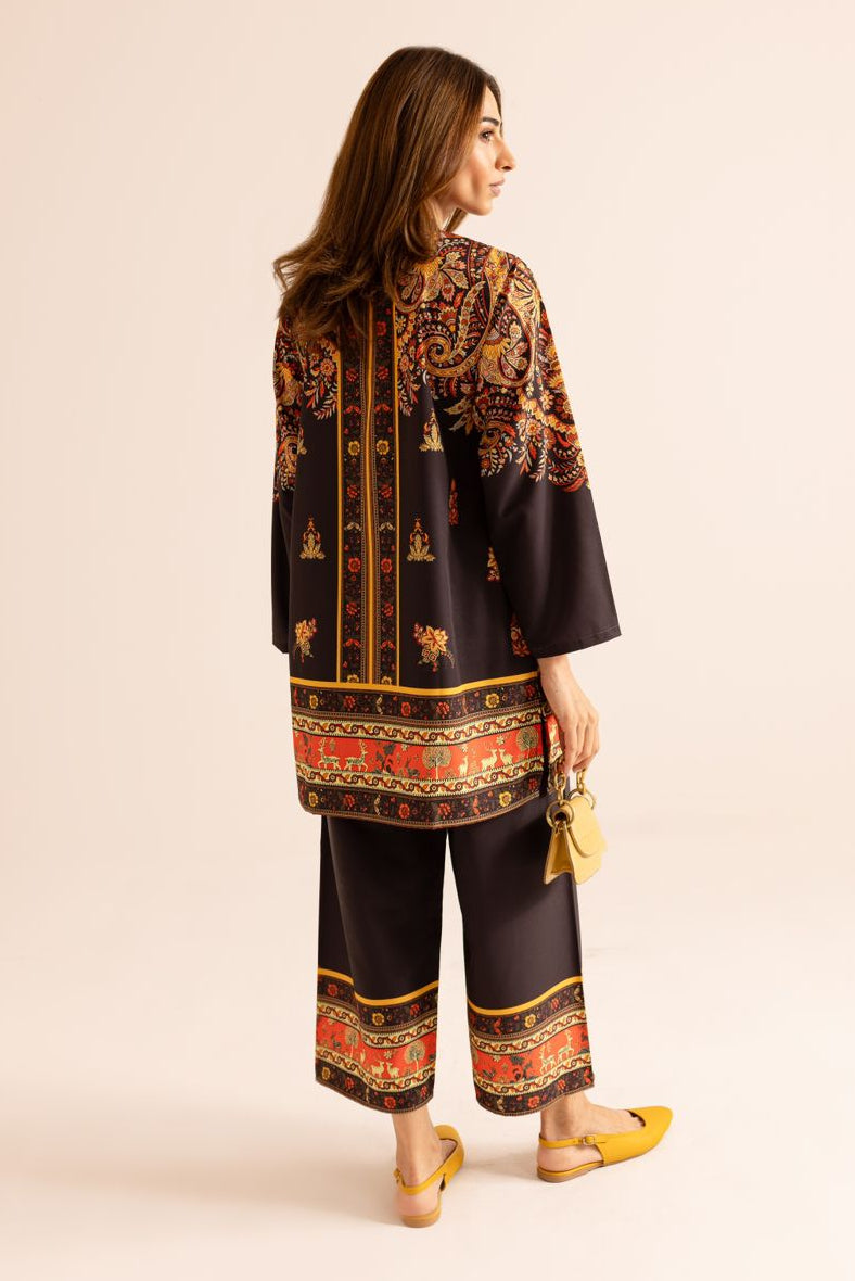 Poly lawn Co Ord Set in Black