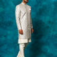 Grey Silk Blend Wedding Wear  Men's Indo Western Set