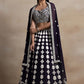 Pretty Dark Purple Thread Work Georgette Reception Wear Lehenga Choli