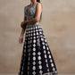 Pretty Dark Purple Thread Work Georgette Reception Wear Lehenga Choli