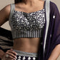 Pretty Dark Purple Thread Work Georgette Reception Wear Lehenga Choli