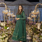 Embroidery Zari Sequins-work Faux Georgette Green Gown with Dupatta