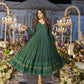 Embroidery Zari Sequins-work Faux Georgette Green Gown with Dupatta