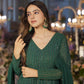 Embroidery Zari Sequins-work Faux Georgette Green Gown with Dupatta