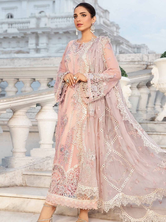 Embroidered Organza Neck Patch Chiffon Suit