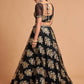 Black & Gold-Toned Embroidered Sequinned Kalamkari Semi-Stitched Lehenga & Unstitched Blouse With