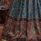 Blue & Brown Embellished Semi-Stitched Lehenga & Unstitched Blouse With Dupatta