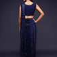 Navy Blue Fully Sequined Georgette Party Wear Saree