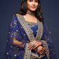 Blue Embroidered Semi-Stitched Lehenga & Unstitched Blouse With Dupatta