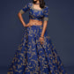 Blue Embroidered Semi-Stitched Lehenga & Unstitched Blouse With Dupatta
