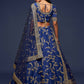 Blue Embroidered Semi-Stitched Lehenga & Unstitched Blouse With Dupatta