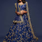 Blue Embroidered Semi-Stitched Lehenga & Unstitched Blouse With Dupatta