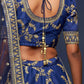 Blue Embroidered Semi-Stitched Lehenga & Unstitched Blouse With Dupatta