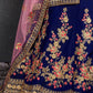Blue & Gold-Toned Embroidered Semi-Stitched Lehenga & Unstitched Blouse With Dupatta