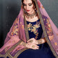 Blue & Gold-Toned Embroidered Semi-Stitched Lehenga & Unstitched Blouse With Dupatta