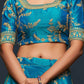 Blue & Golden Embroidered Semi-Stitched Lehenga & Unstitched Blouse With Dupatta