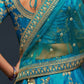 Blue & Golden Embroidered Semi-Stitched Lehenga & Unstitched Blouse With Dupatta