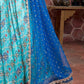 Blue &; Pink Embellished Semi-Stitched Lehenga & Unstitched Blouse With Dupatta