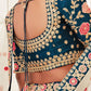 Blue & Pink Embroidered Semi-Stitched Lehenga &  Unstitched Blouse With Dupatta