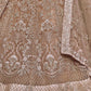 Champagne & Gold-Toned Embroidered Semi-Stitched Lehenga & Unstitched Blouse With Dupatta