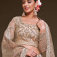 Champagne & Gold-Toned Embroidered Semi-Stitched Lehenga & Unstitched Blouse With Dupatta