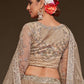 Champagne & Gold-Toned Embroidered Semi-Stitched Lehenga & Unstitched Blouse With Dupatta