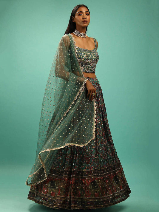 Embellished Beads & Stones Semi-Stitched Lehenga & Unstitched Blouse With Dupatta