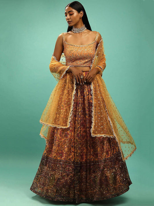 Embellished Beads & Stones Semi-Stitched Lehenga & Unstitched Blouse With Dupatta
