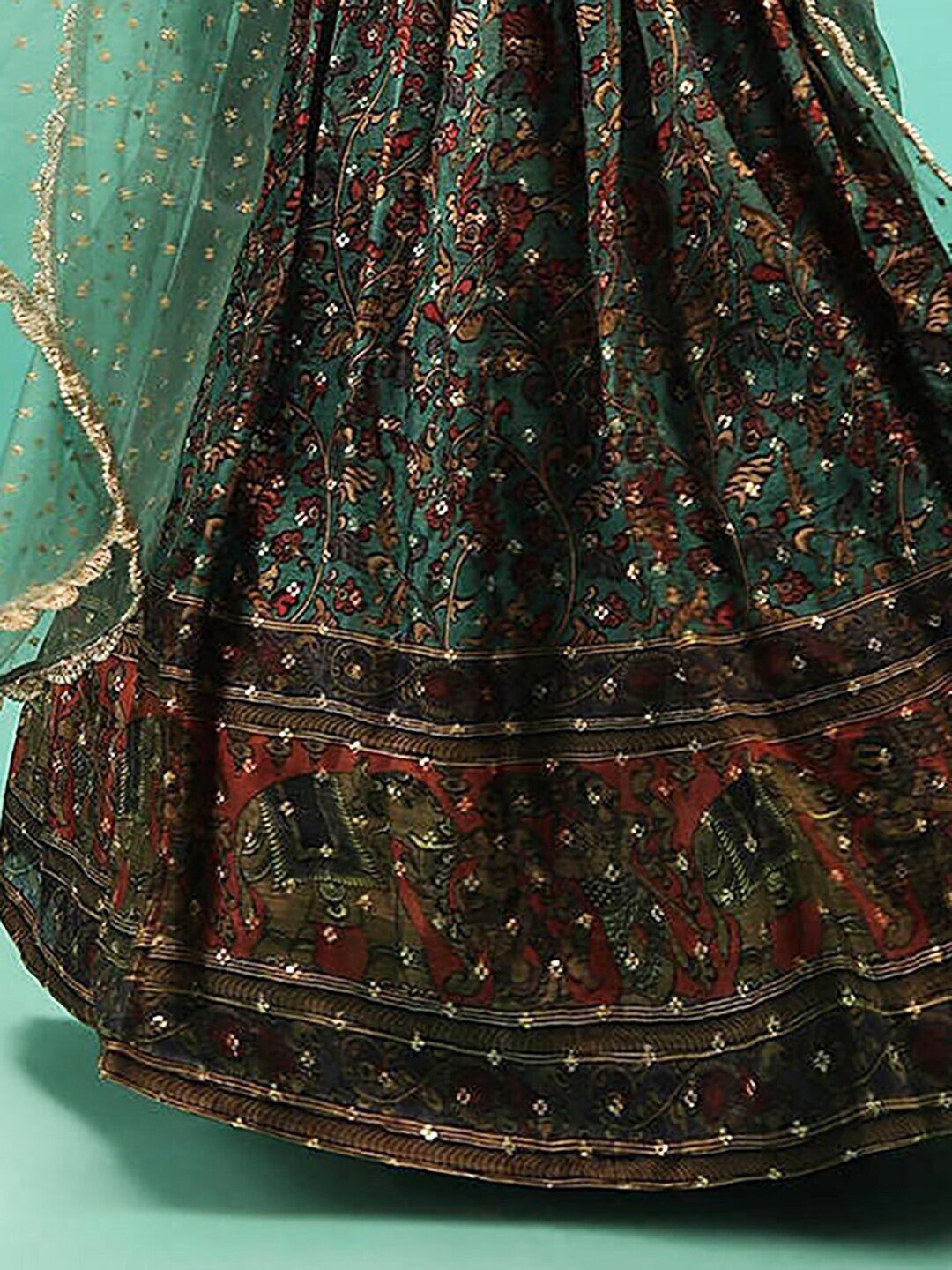Embellished Beads & Stones Semi-Stitched Lehenga & Unstitched Blouse With Dupatta