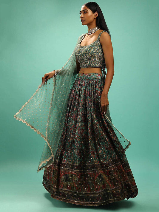 Embellished Beads & Stones Semi-Stitched Lehenga & Unstitched Blouse With Dupatta