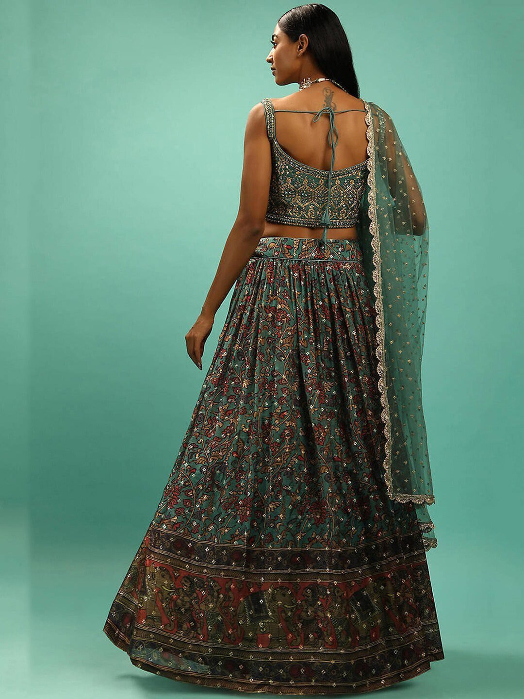 Embellished Beads & Stones Semi-Stitched Lehenga & Unstitched Blouse With Dupatta