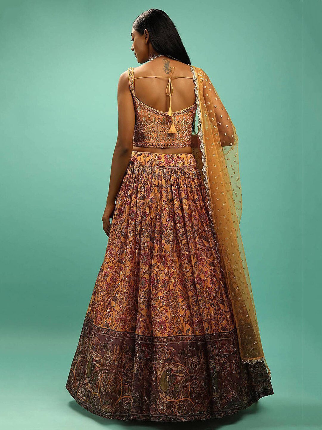 Embellished Beads & Stones Semi-Stitched Lehenga & Unstitched Blouse With Dupatta