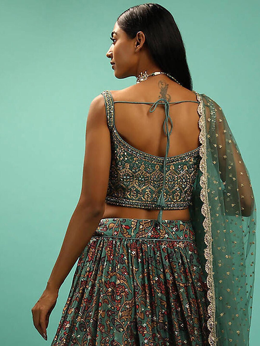 Embellished Beads & Stones Semi-Stitched Lehenga & Unstitched Blouse With Dupatta