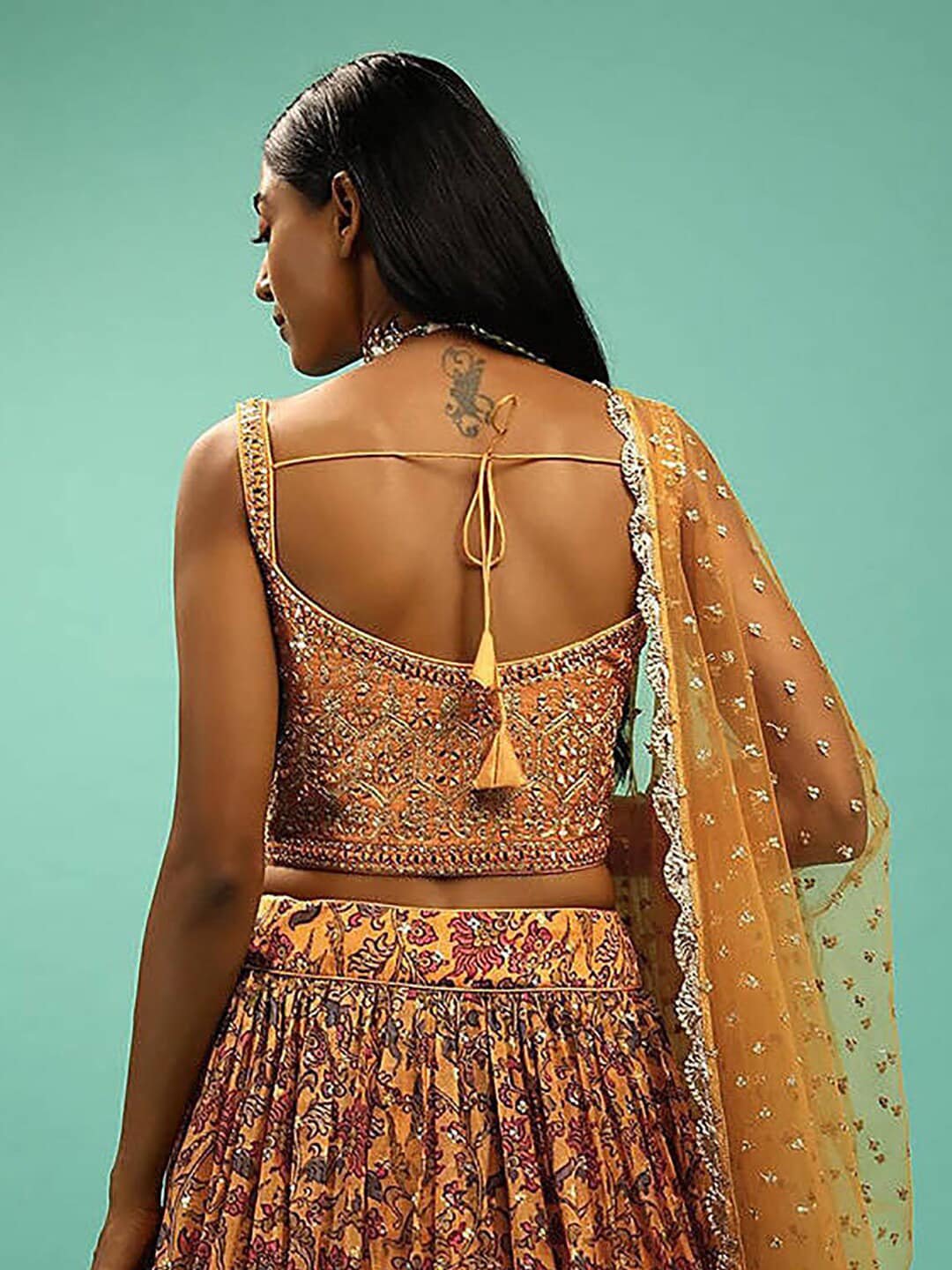 Embellished Beads & Stones Semi-Stitched Lehenga & Unstitched Blouse With Dupatta