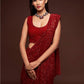 Ruby Red Fully Sequined Georgette Party Wear Saree