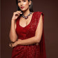 Ruby Red Fully Sequined Georgette Party Wear Saree